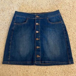 Denim Button Down Jean Mini Skirt - Wax Jean Brand